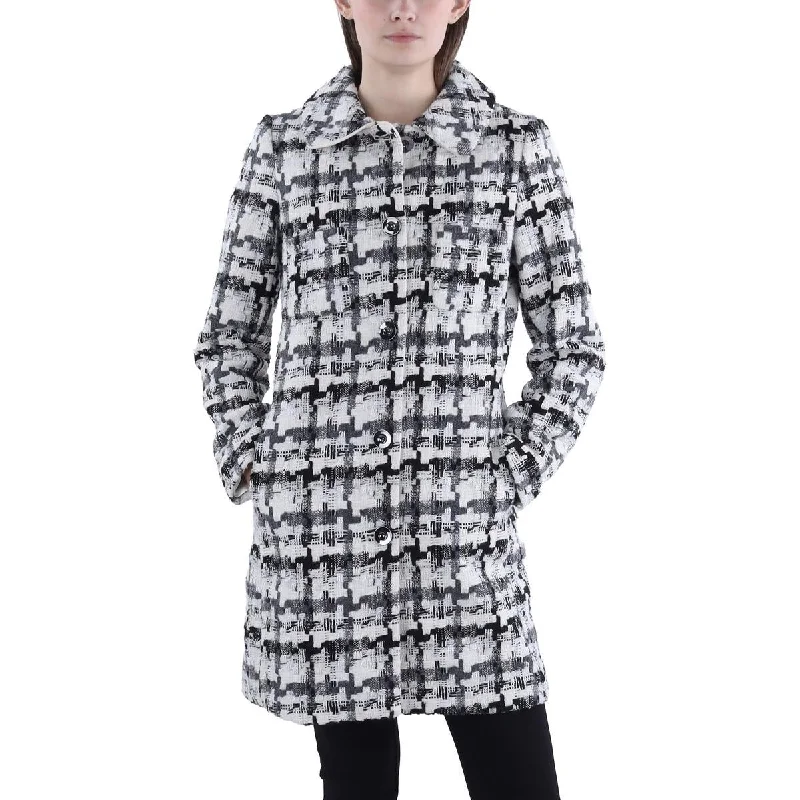 Womens Tweed Midi Walker Coat Trapeze Tunic Caftan