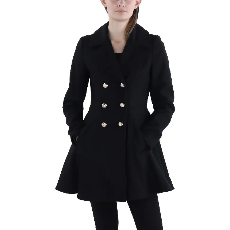 Womens Fall Wool Pea Coat Houndstooth Jacket Shearling Jacket Fleece Jacket