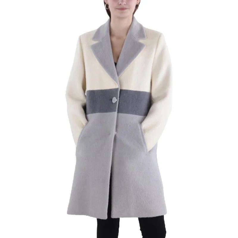 Womens Wool Blend Long Wool Coat Square Neck One-Shoulder Off-the-Shoulder