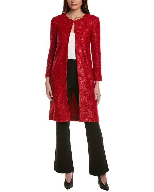 St. John Sequin Coat Tweed Herringbone Houndstooth
