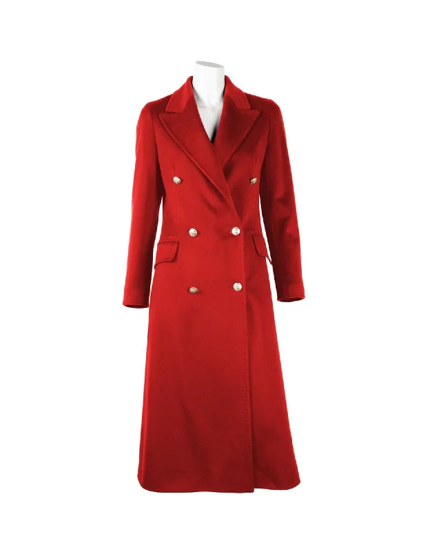 Made in Italy Double-Breasted Wool Coat with Peak Lapels and Gold Buttons Cape Coat Herringbone Coat Tweed Coat