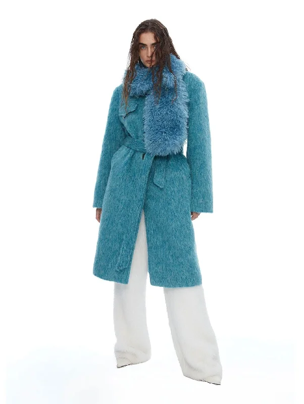 Cerulean Dream Plush Coat Pockets Sleeves Lining