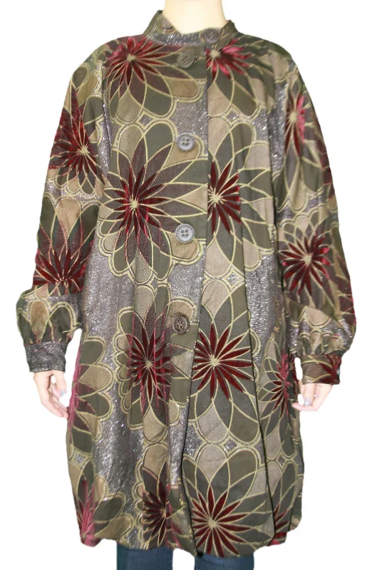 CUSTO BARCELONA Women's Rudy Colorscope Floral Pea Coat 792551 Sz 8/42 $660 NWT Front Pockets Side Pockets Patch Pockets