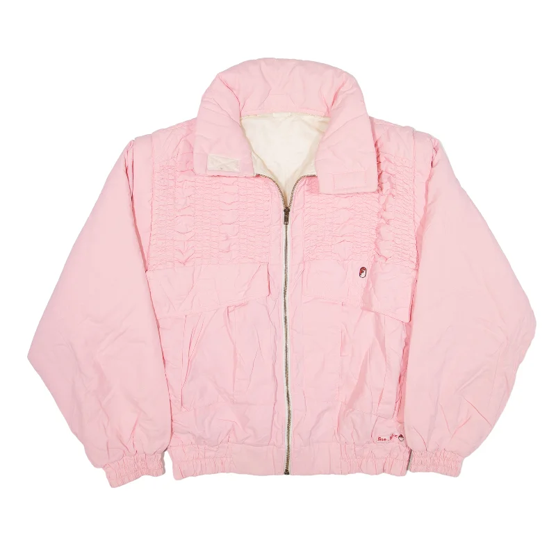 FASE Insulated Zip-off Arms Coat Pink Womens UK 10 Embroidered Appliqued Beaded