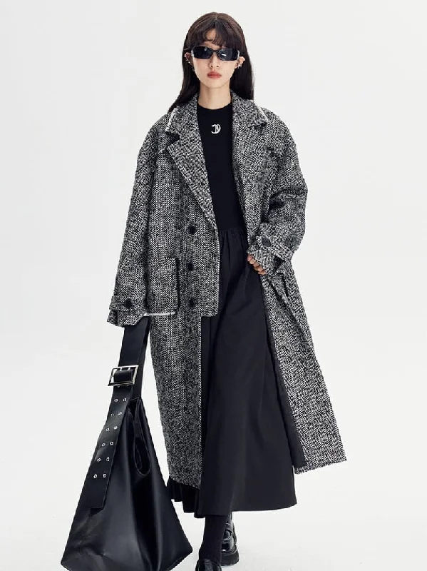 Herringbone Coat Turtleneck Jacket Crew Neck Jacket V-Neck Jacket