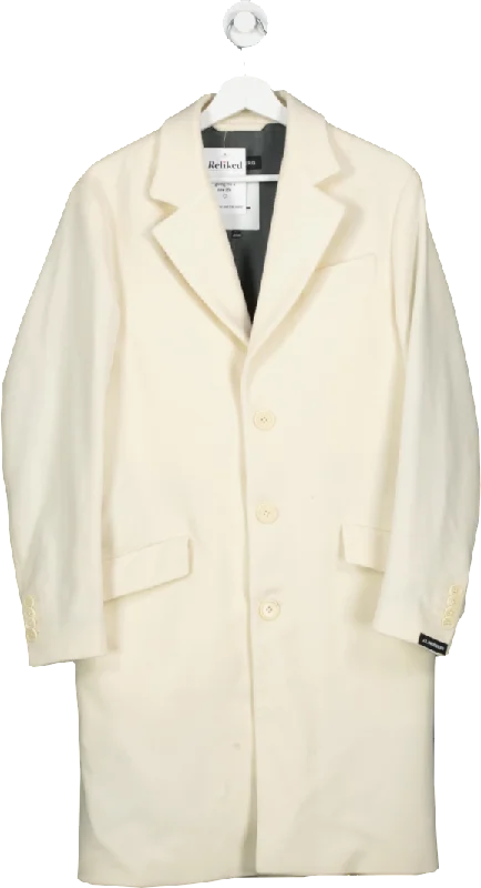 J.Lindenberg Cream Wool Overcoat UK XL Blazer Duffle Coat Pea Coat