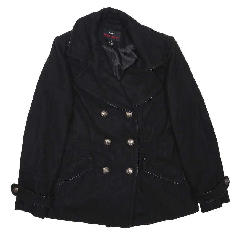MISS SIXTY Pea Coat Black Wool Womens L Kimono Robe Cloak