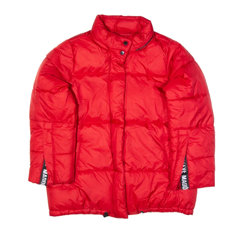 STEVE MADDEN Puffer Coat Red Womens L Buttoned Toggled Snapped
