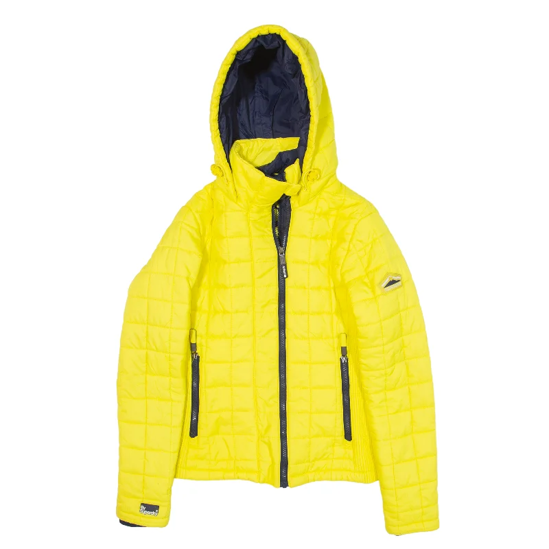 SUPERDRY Insulated Coat Yellow Nylon Womens S Buttoned Zippered Snapped