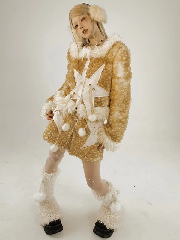 Transformative Fur Accent Long Coat Vent Hem Cuff