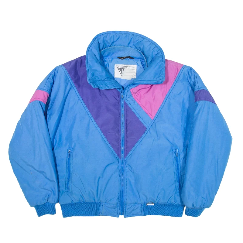 TYROLIA Insulated Coat Blue Colourblock Womens L Plaid Tartan Floral