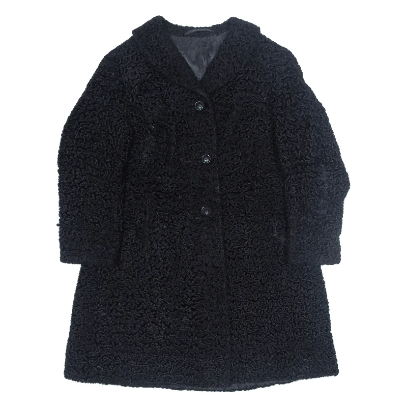 Womens Trench Coat Black 90s M Knit Woven Fleece