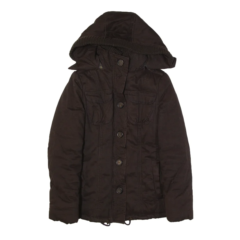 ZARA Insulated Coat Brown Womens S Wool Cashmere Tweed